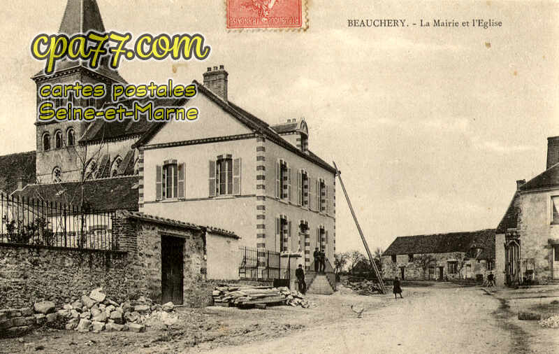 Beauchery St Martin (Seine-et-Marne) - La Mairie et l&rsquo;Eglise