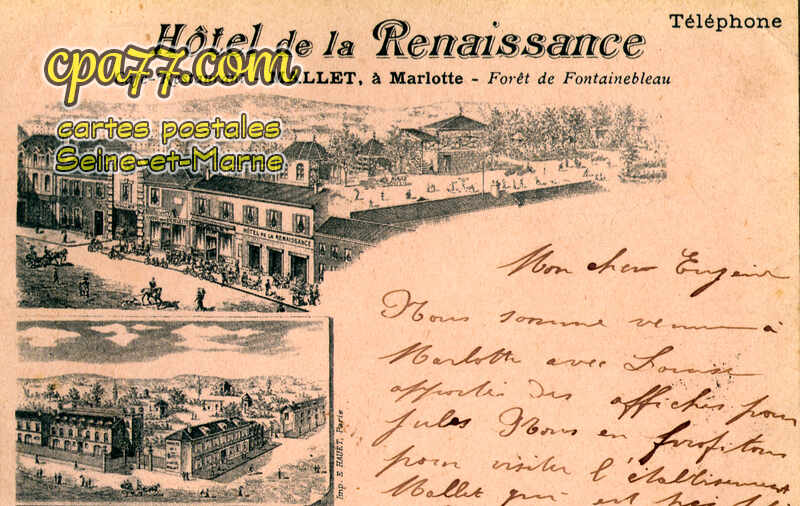 Bourron Marlotte (Seine-et-Marne) - Hôtel de la Renaissance – Café-Restaurant – Mallet, à Marlotte – Forêt de Fontainebleau