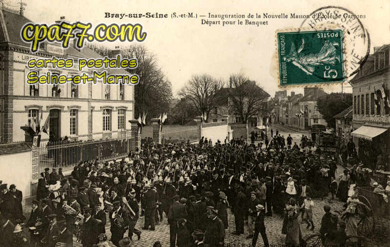 Bray Sur Seine (Seine-et-Marne) - Inauguration de la Nouvelle Maison d&rsquo;Ecole de Garçons – Départ pour le Banquet