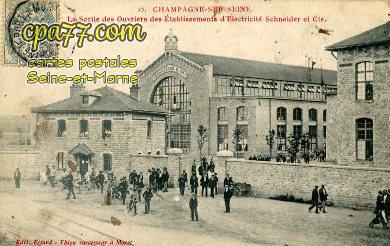 Champagne Sur Seine (Seine-et-Marne) - La Sortie des Ouvriers des Etablissements d&rsquo;Electricité Schneider et Cie.
