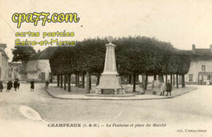 Champeaux (Seine-et-Marne) - La Fontaine et place du Marché