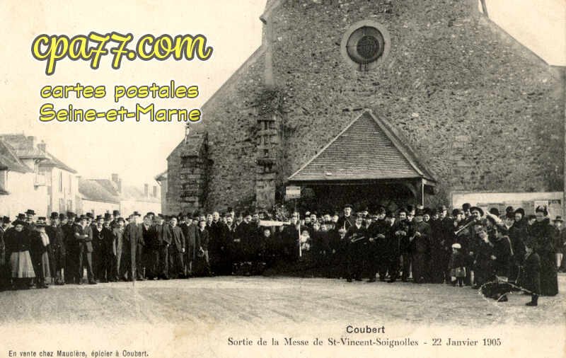 Coubert (Seine-et-Marne) - Sortie de la Messe de St vincent Soignolles – 22 janvier 1905