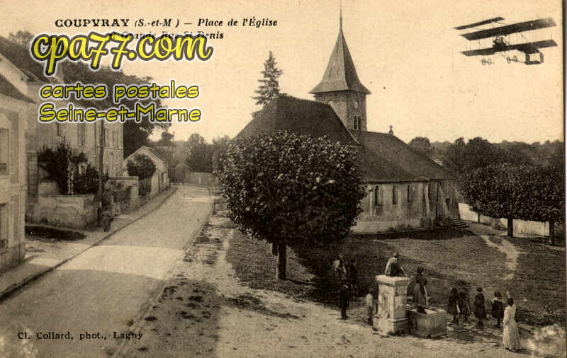 Coupvray (Seine-et-Marne) - Place de l&rsquo;Eglise et Grande Rue St-Denis