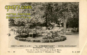 Crécy La Chapelle (Seine-et-Marne) - « A l&rsquo;Hermitage » Hôtel-Restaurant, Bassigny, Propriétaire – Une vue du Parc traversé par le Grand Morin