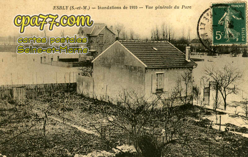 Esbly (Seine-et-Marne) - Inondations de 1910 – Vue générale du Parc