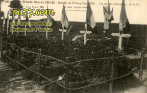Étrépilly (Seine-et-Marne) - La Grande Guerre 1914-15 – Bataille de l&rsquo;Ourcq (sept. 1914) – Les tombes à Etrepilly le jour anniversaire