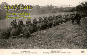 Étrépilly (Seine-et-Marne) - Infanterie abrité derrière les sacs