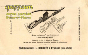 Fromont (Seine-et-Marne) - Publicité Etablissement L. Bouchet à Fromont (Seine-et-Marne)