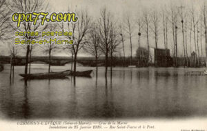 Germigny L'évêque (Seine-et-Marne) - Crue de la Marne – Inondations du 25 Janvier 1910 – Rue Saint Fiacre et le Pont