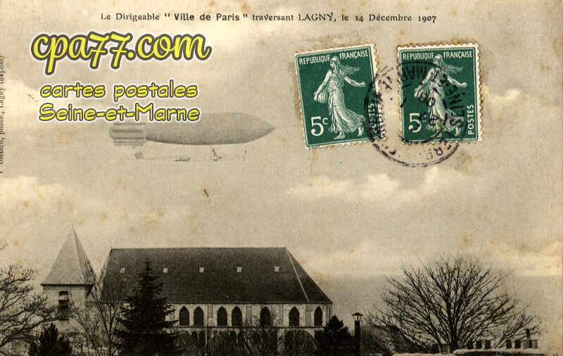 Lagny Sur Marne (Seine-et-Marne) - Le Dirigeable « Ville de Paris » traversant Lagny, le 14 Décembre 1907