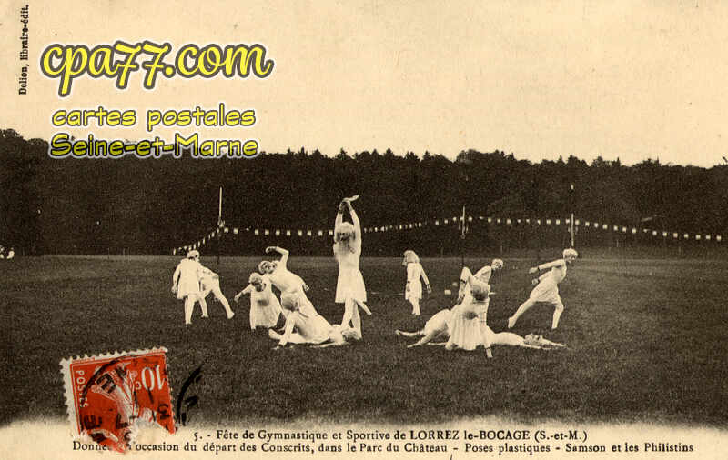Lorrez Le Bocage Préaux (Seine-et-Marne) - Fête de Gymnastique et Sportive de Lorrez le-Bocage (S.-et-M.) donnée à l&rsquo;occasion du départ des Conscrits, dans le Parc du Château – Poses plastiques – Samson et les Philistins