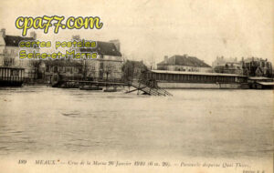 Meaux (Seine-et-Marne) - Crue de la Marne 26 Janvier 1910 (6m20) – Passerelle disparue Quai Thiers
