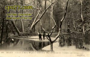 Meaux (Seine-et-Marne) - Crue de la Marne 26 Janvier 1910 (6,20m) – Promenade des Trinitaires sous la neige