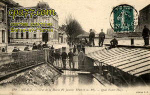 Meaux (Seine-et-Marne) - Crue de la Marne 26 Janvier 1910 (6,20m) – Quai Victor-Hugo