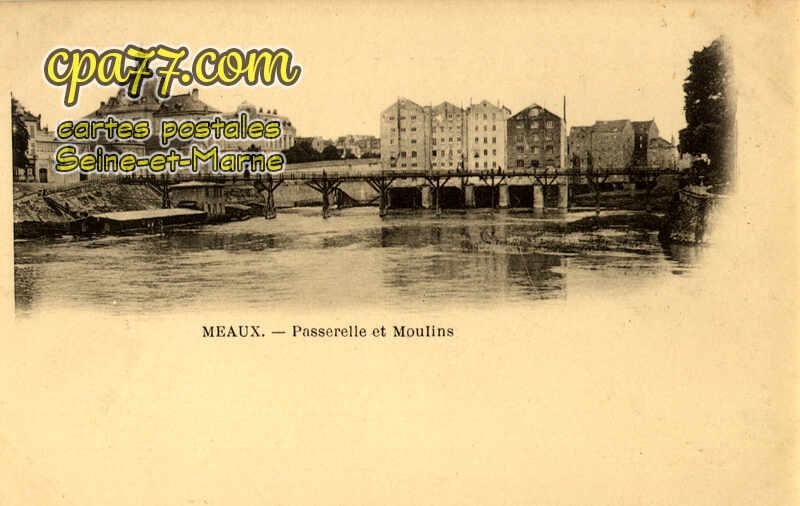 Meaux (Seine-et-Marne) - Passerelle et Moulins
