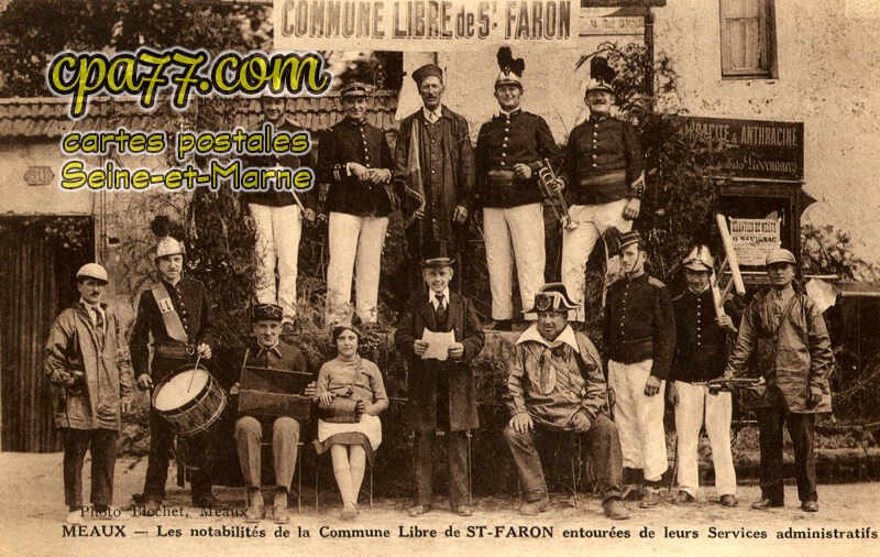 Meaux (Seine-et-Marne) - Les notabilités de la Commune Libre de St-Faron entourées de leurs Services administratifs