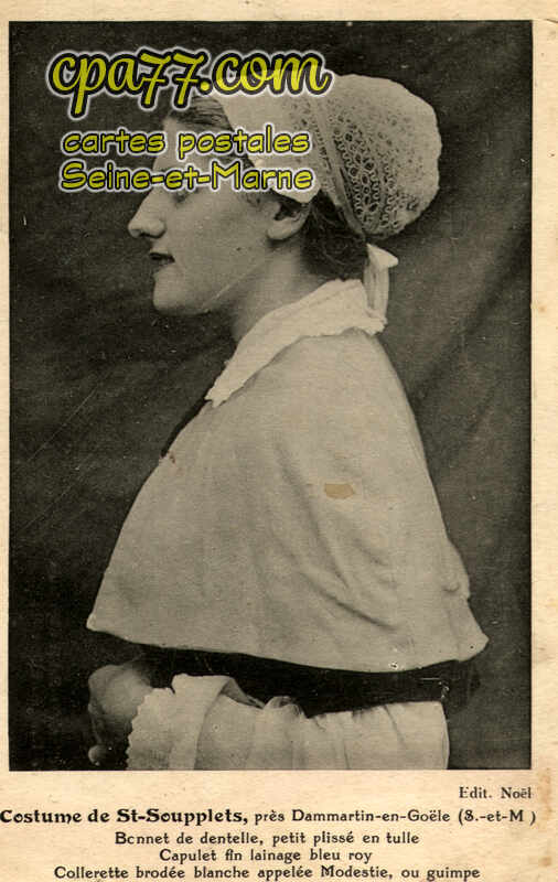 Meaux (Seine-et-Marne) - Costume de St-Soupplets – Bonnet de dentelle, petit plissé en tulle