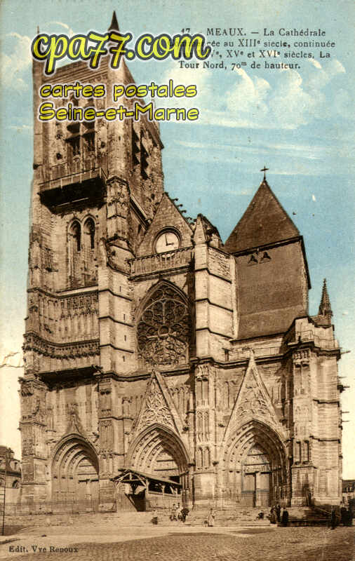 Meaux (Seine-et-Marne) - La Cathédrale, commencée au XIIIe siècle, continuée aux XIVe,Xve et XVIe siècles. La Tour Nord, 70m de hauteur