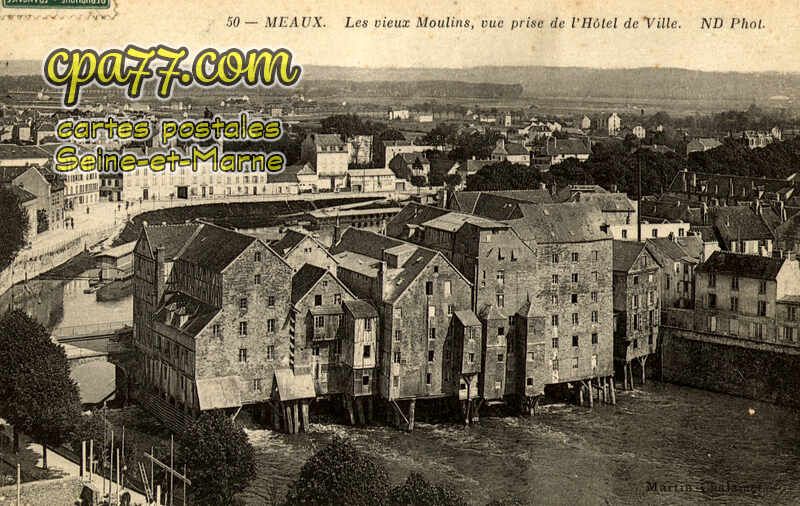 Meaux (Seine-et-Marne) - Les vieux Moulins, vue prise de l&rsquo;Hôtel de Ville