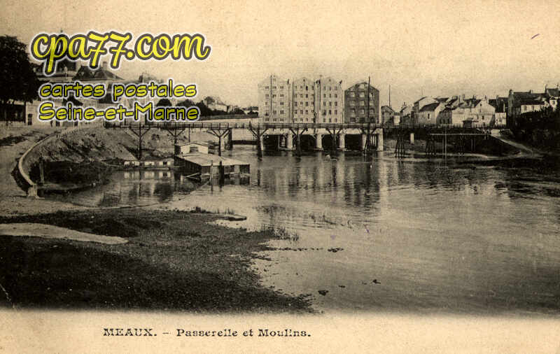 Meaux (Seine-et-Marne) - Passerelle et Moulins