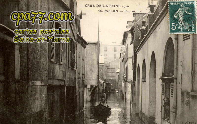 Melun (Seine-et-Marne) - Crue de la Seine 1910 – Rue au Lin