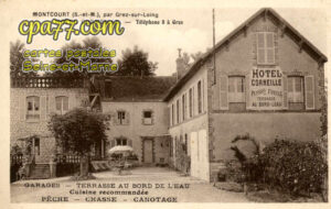 Moncourt Fromonville (Seine-et-Marne) - Montcourt, par Grez-sur-Loing – Hôtel Corneille – Téléphone 8 à Grez – Garage – Terrasse au bord de l&rsquo;eau – Cuisine recommandée – Pêche – Chasse – Canotage