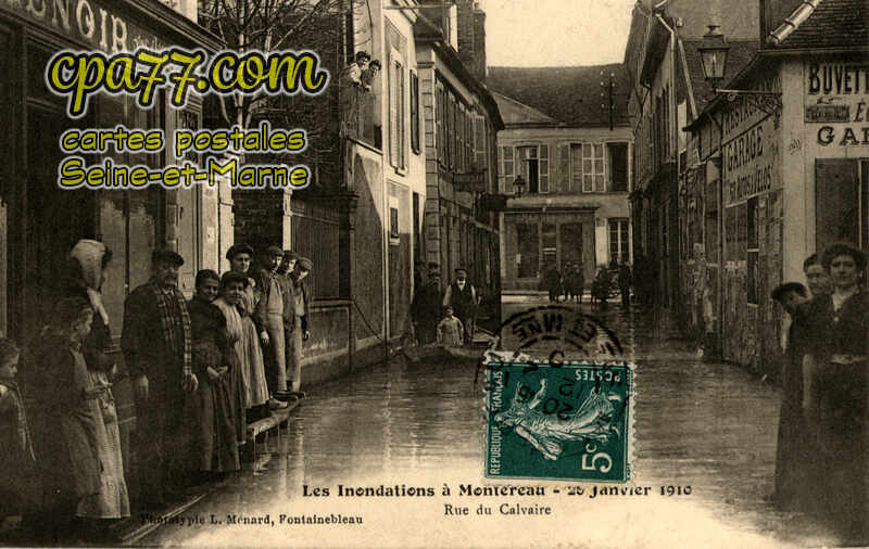 Montereau Fault Yonne (Seine-et-Marne) - Les Inondations – 25 Janvier 1910 – Rue du Calvaire