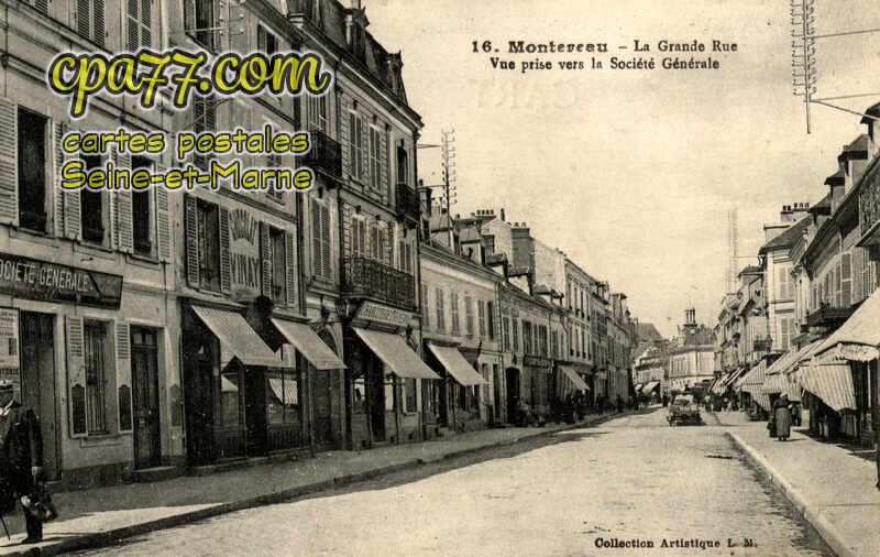 Montereau Fault Yonne (Seine-et-Marne) - La Grande Rue – Vue prise vers la Société Générale