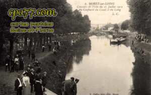 Moret Sur Loing (Seine-et-Marne) - Concours de Pêche du 21 Juillet 1912 – Au Confluent du Canal et du Loing