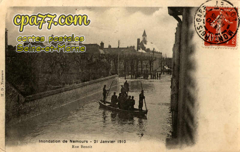 Nemours (Seine-et-Marne) - Inondation du 21 Janvier 1910 – Rue Benoit