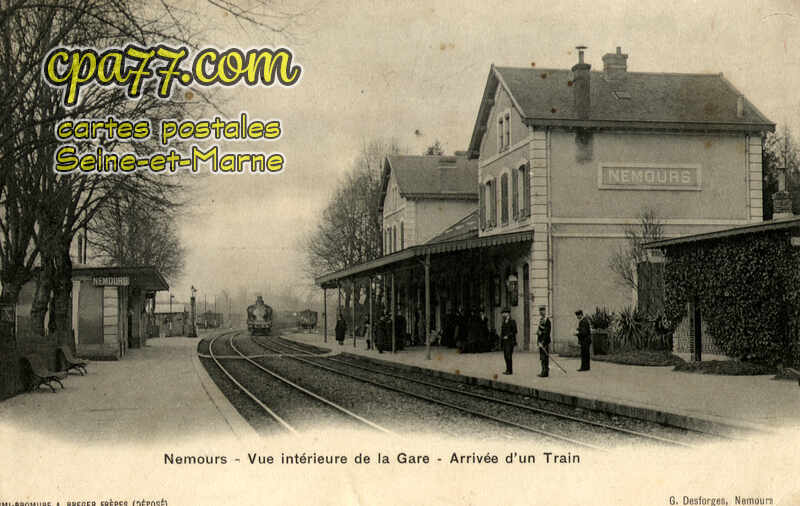 Nemours (Seine-et-Marne) - Vue intérieure de la Gare – Arrivée du Train