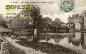 Nemours (Seine-et-Marne) - Le Château, le Loing, et la Fontaine St-Jean