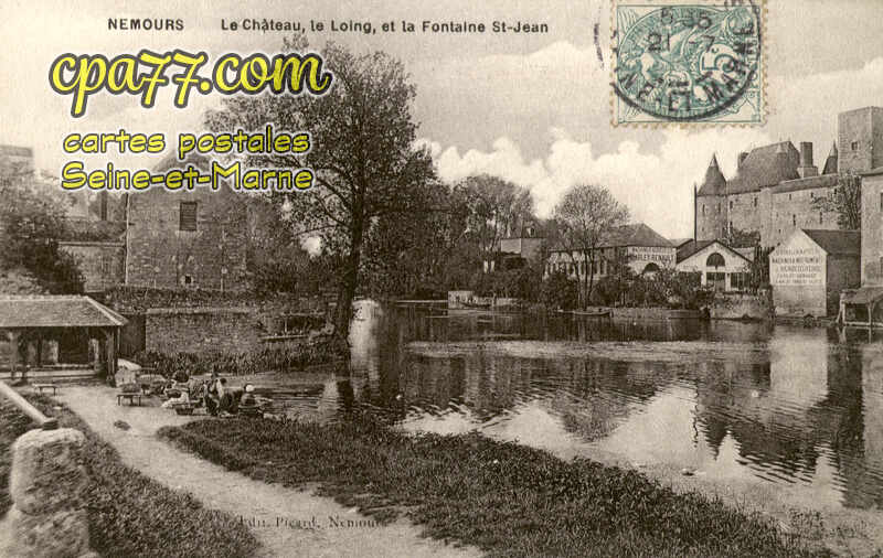 Nemours (Seine-et-Marne) - Le Château, le Loing, et la Fontaine St-Jean