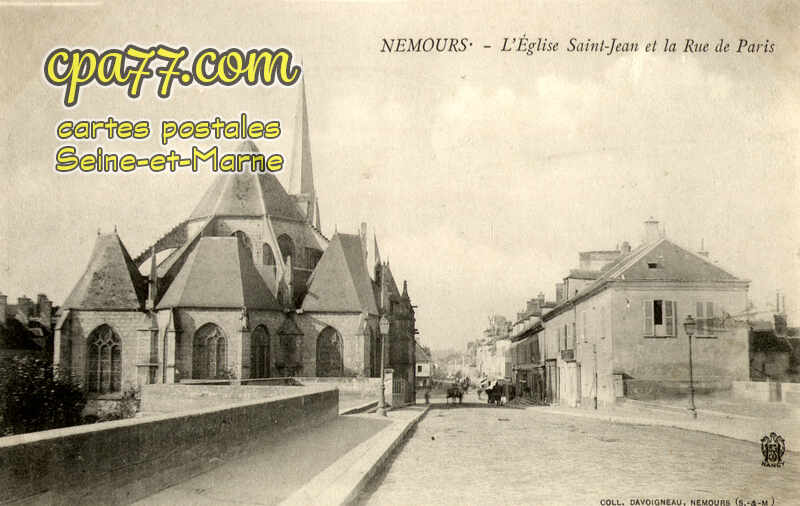 Nemours (Seine-et-Marne) - L&rsquo;Eglise Saint-Jean et la Rue de Paris