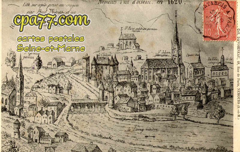 Nemours (Seine-et-Marne) - Nemours, à vol d&rsquo;oiseau en 1620