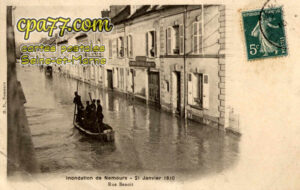 Nemours (Seine-et-Marne) - Inondation de Nemours – 21 Janvier 1910 – Rue Benoît