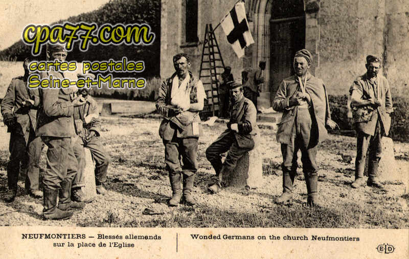 Chauconin Neufmontiers (Seine-et-Marne) - Blessés allemands sur la place de l&rsquo;Eglise