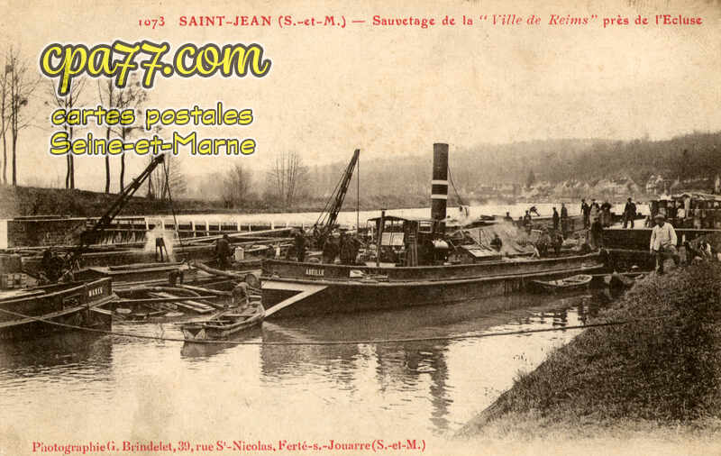 St Jean Les Deux Jumeaux (Seine-et-Marne) - Sauvetage de la « Ville de Reims » près de  l&rsquo;Ecluse