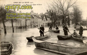 St Mammès (Seine-et-Marne) - Crue de la Seine 1910 – La Place et le Quai de Seine