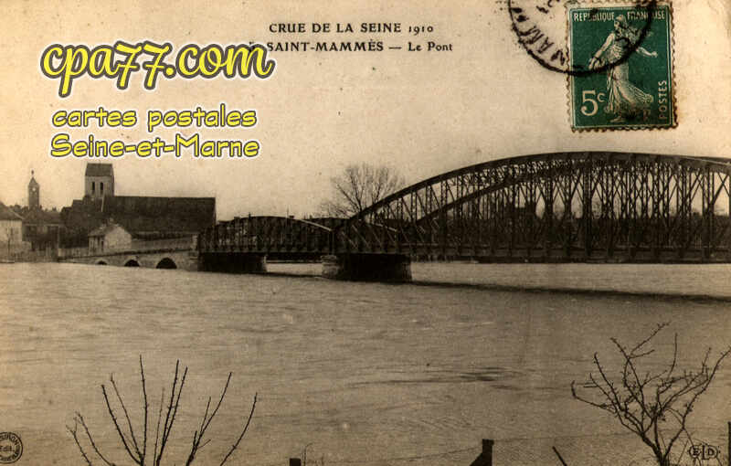 St Mammès (Seine-et-Marne) - Crue de la Seine 1910 – Le Pont
