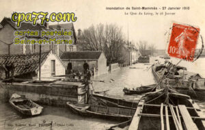 St Mammès (Seine-et-Marne) - Inondation de Saint-Mammès – 27 Janvier 1910 – Le Quai du Loing, le 28 Janvier