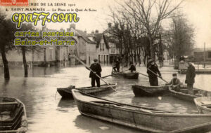 St Mammès (Seine-et-Marne) - Crue de la Seine 1910 – La Place et le Quai de Seine