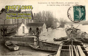 St Mammès (Seine-et-Marne) - Innondation de Saint-Mammès, 27 Janvier 1910 – Le Quai du Loing, le 28 Janvier