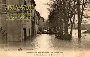 St Mammès (Seine-et-Marne) - Innondation de Saint-Mammès – 27 Janvier 1910 – Le Quai de Seine, le 28 Janvier