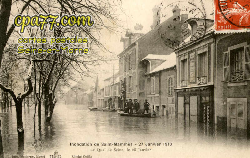 St Mammès (Seine-et-Marne) - Innondation de Saint-Mammès – 27 Janvier 1910 – Le Quai de Seine, le 28 Janvier