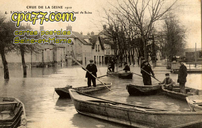 St Mammès (Seine-et-Marne) - Crue de la Seine 1910 – La Place et le Quai de Seine