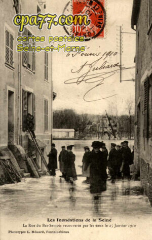 Samois Sur Seine (Seine-et-Marne) - Les Inondations de la Seine – La Rue du Bas-Samois recouverte par les eaux le 25 janvier 1910