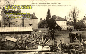 Samois Sur Seine (Seine-et-Marne) - Après l&rsquo;inondation de janvier 1910 – Dégâts produits par le désastre – La Passerelle de l&rsquo;Ile