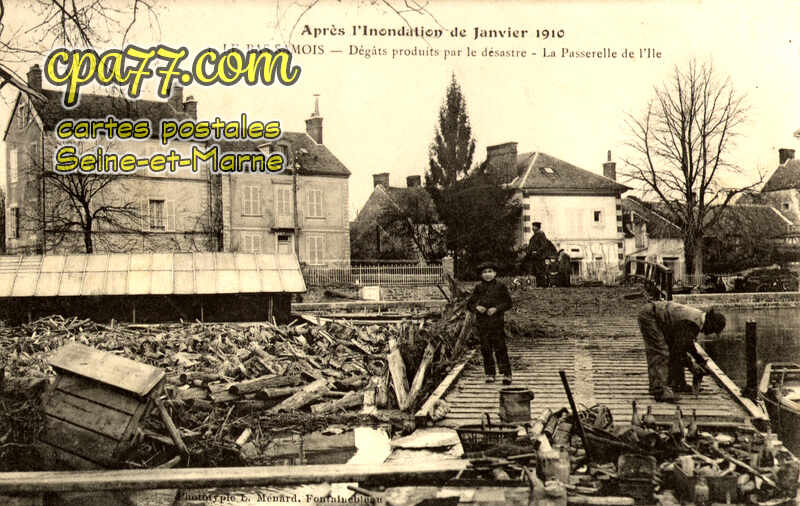 Samois Sur Seine (Seine-et-Marne) - Après l&rsquo;inondation de janvier 1910 – Dégâts produits par le désastre – La Passerelle de l&rsquo;Ile