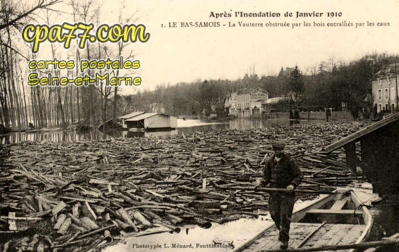 Samois Sur Seine (Seine-et-Marne) - Après l&rsquo;Inondation de Janvier 1910 – La Vauterre obstruée par les bois entraînés par les eaux